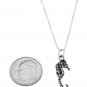 STERLING SILVER SEAHORSE / SEA HORSE CHARM WITH 18 inch BOX CHAIN NECKLACE