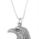 STERLING SILVER EAGLE HEAD CHARM WITH 18 inch BOX CHAIN NECKLACE