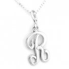 STERLING SILVER  INITIAL R & 16" SILVER BOX CHAIN