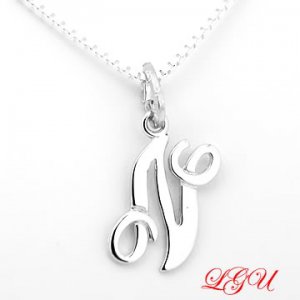 STERLING SILVER INITIAL N FREE 16" Box Chain