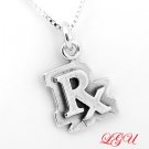 STERLING SILVER RX PHARMACIST CHARM with 16 inch NECKLACE