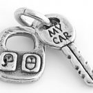 STERLING SILVER CAR KEY WITH REMOTE CONTROL CHARM/PENDANT