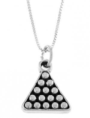 STERLING SILVER RACK OF POOL BALLS / BILLIARD BALLS CHARM With 16 inch BOX CHAIN NECKLACE
