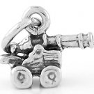 STERLING SILVER SMALL CANNON CHARM/PENDANT