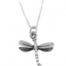 STERLING SILVER DRAGONFLY INSECT CHARM WITH 16 inch BOX CHAIN NECKLACE