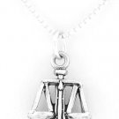 STERLING SILVER SCALES OF JUSTICE CHARM W/ 16" BOX CHAIN