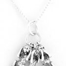 STERLING SILVER NO EVIL MONKEYS CHARM W/ 16" BOX CHAIN