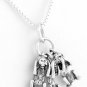 STERLING SILVER NO EVIL MONKEYS CHARM W/ 16" BOX CHAIN