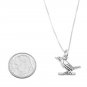 STERLING SILVER WREN BIRD SITTING ON BRANCH CHARM WITH 16 inch BOX CHAIN NECKLACE