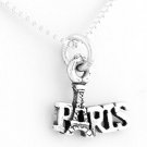 STERLING SILVER PARIS EIFFEL TOWER CHARM W/ 16" BOX CHAIN