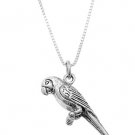 STERLING SILVER PARROT BIRD / TROPICAL BIRD CHARM WITH 16 inch BOX CHAIN NECKLACE