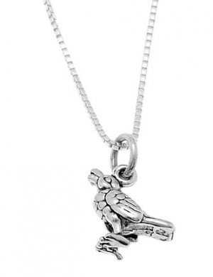 STERLING SILVER CALLING BIRD / CROW BIRD CHARM WITH 16 inch BOX CHAIN NECKLACE
