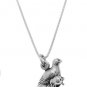 STERLING SILVER PARTRIDGE IN PEAR TREE CHARM WITH 16 inch BOX CHAIN NECKLACE