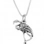 STERLING SILVER FLAMINGO BIRD CHARM WITH 16 inch BOX CHAIN NECKLACE