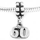 STERLING SILVER DANGLING NUMBER 60 EUROPEAN BEAD