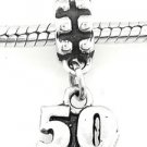 STERLING SILVER DANGLING NUMBER 50 EUROPEAN BEAD