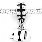 STERLING SILVER DANGLING NUMBER 40 EUROPEAN BEAD