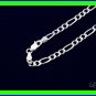 STERLING SILVER ITALIAN FIGARO LINK NECKLACE 18" 5mm