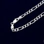STERLING SILVER ITALIAN FIGARO LINK NECKLACE 18" 4mm