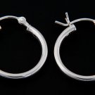 STERLING SILVER POLISHED PLAIN HOOP EARRINGS 22 mm X 2 mm