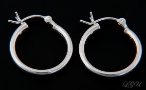 STERLING SILVER POLISHED PLAIN HOOP EARRINGS 22 mm X 2 mm