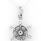 STERLING SILVER CAPTAIN'S WHEEL CHARM W/ 16" BOX CHAIN