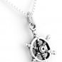 STERLING SILVER CAPTAIN'S WHEEL CHARM W/ 16" BOX CHAIN