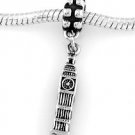 SILVER DANGLE 3D ENGLAND BIG BEN CLOCK EUROPEAN BEAD