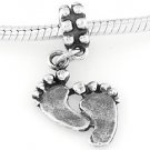 STERLING SILVER DANGLING FOOTPRINTS EUROPEAN BEAD