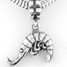 STERLING SILVER DANGLING SHRIMP EUROPEAN BEAD