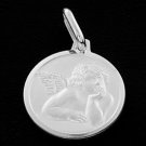 STERLING SILVER CHERUB ANGEL 8MM CHARM & 18" BOX CHAIN