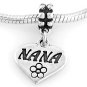 STERLING SILVER DANGLE NANA HEART EUROPEAN BEAD