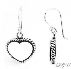 STERLING SILVER HEART DANGLE EARRINGS