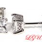 STERLING SILVER CZ PRINCESS FILIGRI STUD EARRINGS 4mm