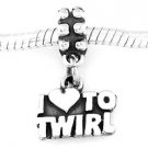 STERLING SILVER DANGLE I LOVE TO TWIRL  EUROPEAN BEAD