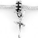 STERLING SILVER DANGLE DANCING BALLERINA EUROPEAN BEAD