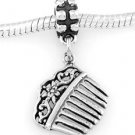 STERLING SILVER DANGLE VICTORIAN COMB EUROPEAN BEAD