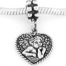 STERLING SILVER DANGLE BABY ANGEL/CHERUB HEART EUROPEAN BEAD