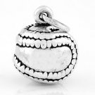 STERLING SILVER SOLID SOFTBALL 3D CHARM/PENDANT