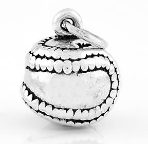 STERLING SILVER SOLID SOFTBALL 3D CHARM/PENDANT