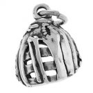 STERLING SILVER 3D BASEBALL/ SOFTBALL GLOVE MITT CHARM