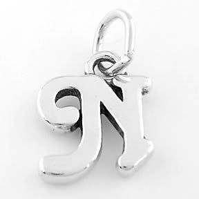 STERLING SILVER FANCY LETTER N CHARM/PENDANT