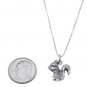 STERLING SILVER SQUIRREL HOLDING / EATING NUT CHARM WITH 16 inch BOX CHAIN NECKLACE