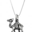 STERLING SILVER CAMEL CHARM WITH 16 inch BOX CHAIN NECKLACE