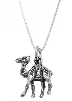 STERLING SILVER CAMEL CHARM WITH 16 inch BOX CHAIN NECKLACE