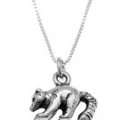 STERLING SILVER LONG TAIL RACCOON CHARM WITH 16 inch BOX CHAIN NECKLACE