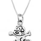 STERLING SILVER CRAZY MONKEY / CARTOON MONKEY CHARM WITH 16 inch BOX CHAIN NECKLACE