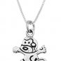 STERLING SILVER CRAZY MONKEY / CARTOON MONKEY CHARM WITH 16 inch BOX CHAIN NECKLACE