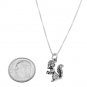 STERLING SILVER SQUIRREL/ SKUNK HOLDING FLOWER CHARM WITH 16 inch BOX CHAIN NECKLACE