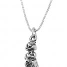 STERLING SILVER SMALL CHIPMUNK HOLDING NUT CHARM WITH 16 inch BOX CHAIN NECKLACE